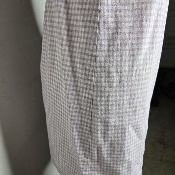 ALL IN FAVOR Gingham Print Sleeveless Smocked Mini Dress Purple & White Size M - Picture 8 of 11